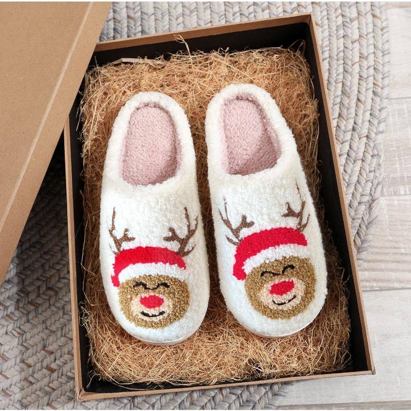 Weihnachts-Baumwoll-Hausschuhe für Männer und Frauen zu Hause, Winter-Woll-Hausschuhe 38-39 braun von Joom DACH