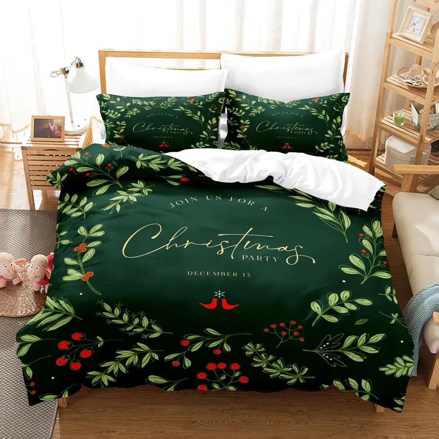 Weihnachts-Bettbezug-Set 200x200 Grün King Bettdeckenbezug 3D Bettwäsche-Sets 3-teilig 2-teilig Einzel-Doppelbett Twin Full Size Dünner Stoff EU Sing 135x200cm&Duvet Cover von Joom DACH