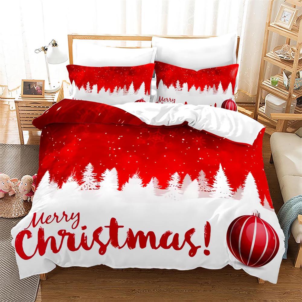 Weihnachts-Bettbezug-Set King Size Schneeflocken Glocken Muster Festival Bettwäsche-Set Polyester Bettdeckenbezug für Kinder Jungen Mädchen EU single(135x200cm) von Joom DACH