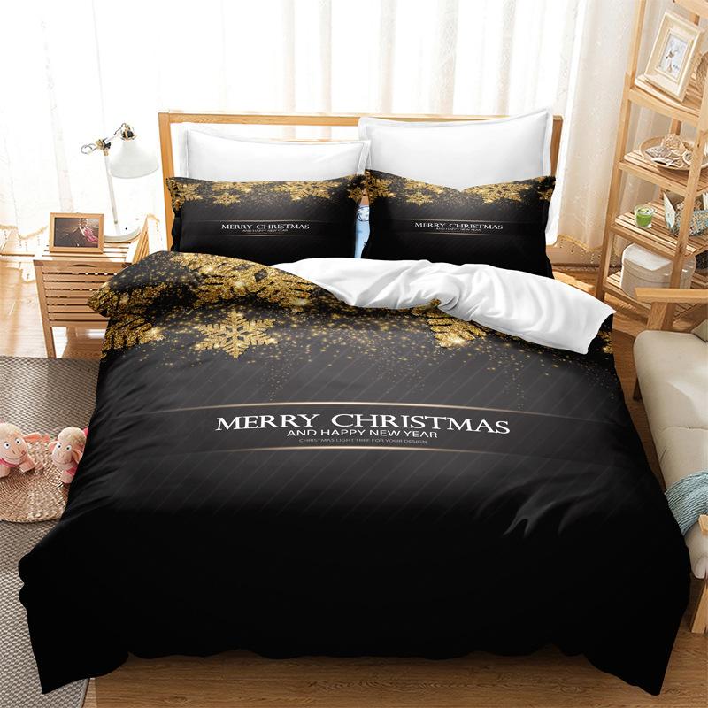 Weihnachts-Bettbezug-Set Rotes Schneeflockenmuster Bettwäsche-Set Bettlaken Bettwäsche Kissenbezug Bettdecke Bettwäsche-Set EU Single135x200cm von Joom DACH