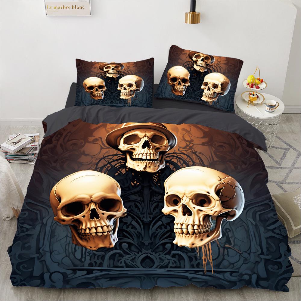 Weihnachts-Bettbezug und Kissenbezug, 3-teilig, Digitaldruck, Bettdeckenset, weich, bequem, atmungsaktiv, Weihnachtsbedarf EU single 135x200cm von Joom DACH