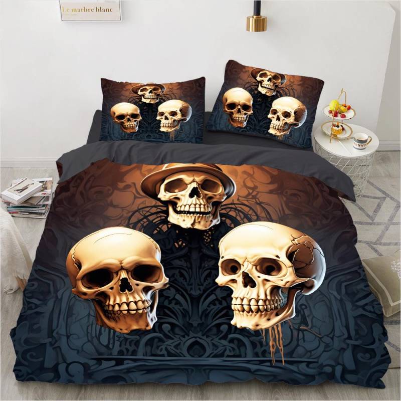 Weihnachts-Bettbezug und Kissenbezug, 3-teilig, Digitaldruck, Bettdeckenset, weich, bequem, atmungsaktiv, Weihnachtsbedarf EU single 135x200cm von Joom DACH