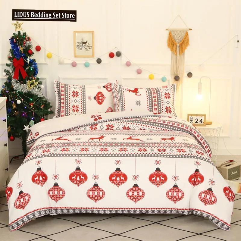 Weihnachts-Bettwäsche-Set Bettbezug Kissenbezug King-Size-Bettwäsche EU single(135x200cm) von Joom DACH