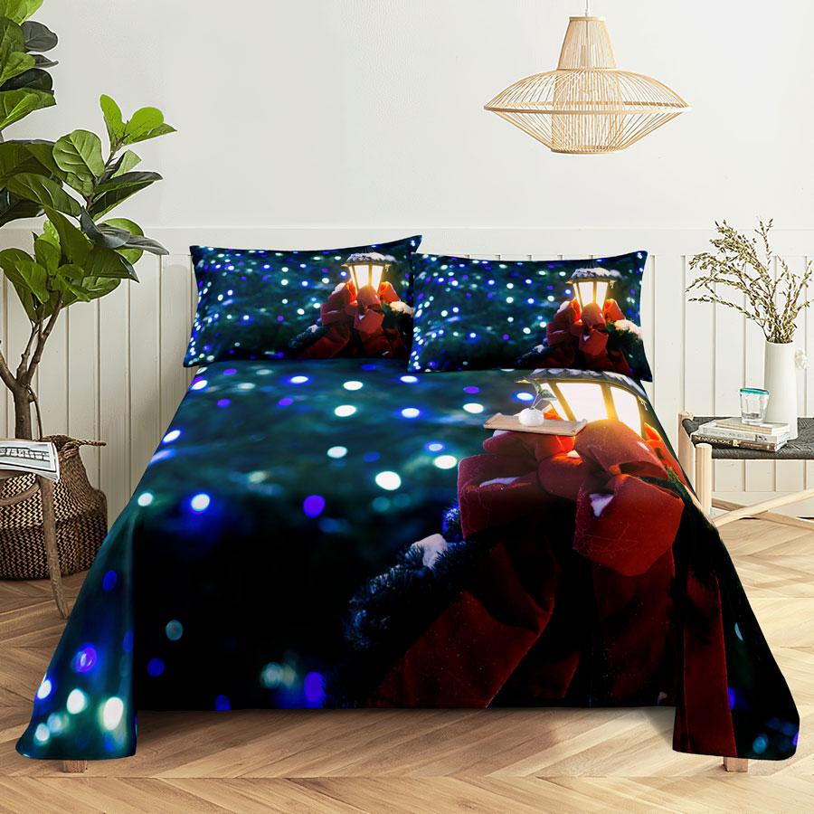 Weihnachts-Bettwäsche-Set mit Bettlaken und Kissenbezügen, Bettwäsche, Bezug, King- und Queen-Size-Größe für Einzel- und Doppelbetten, 220 x 240 cm, Zwillings- und Vollbett, dünn, weich 110x230cm 2pcs von Joom DACH