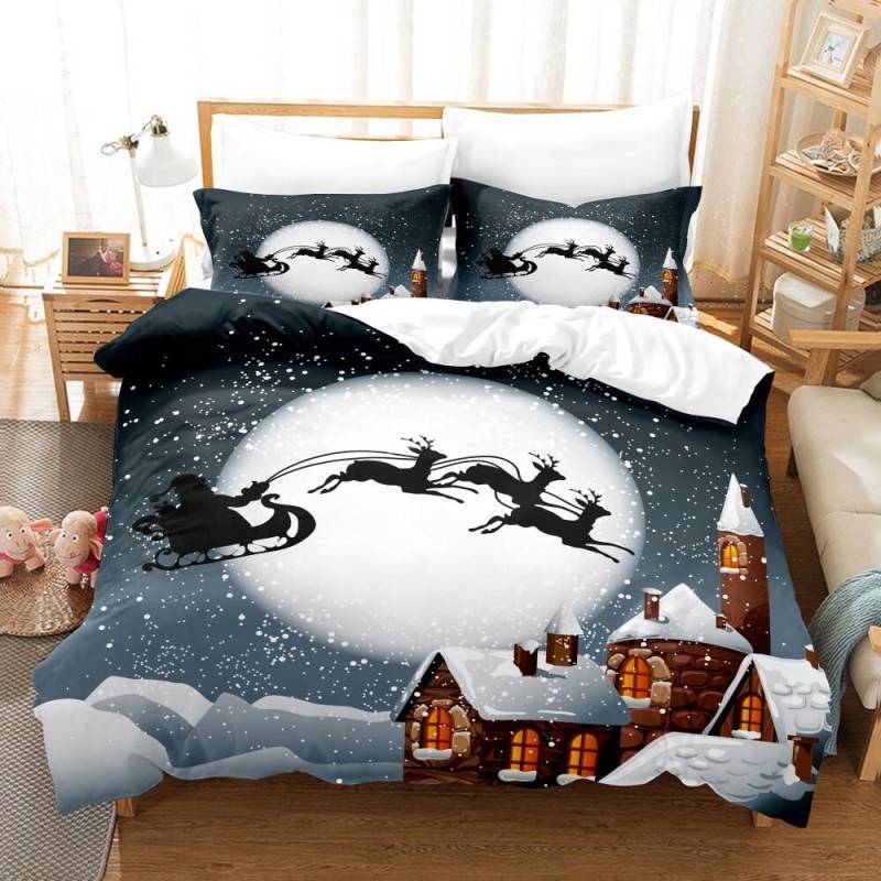 Weihnachts Elch Bettwäsche Set Festival Modern 3D Bettbezug Set Steppdecke Bettwäsche Twin Queen King Einzelgröße Kinder Erwachsene Geschenk Us Twin 172x218cm von Joom DACH