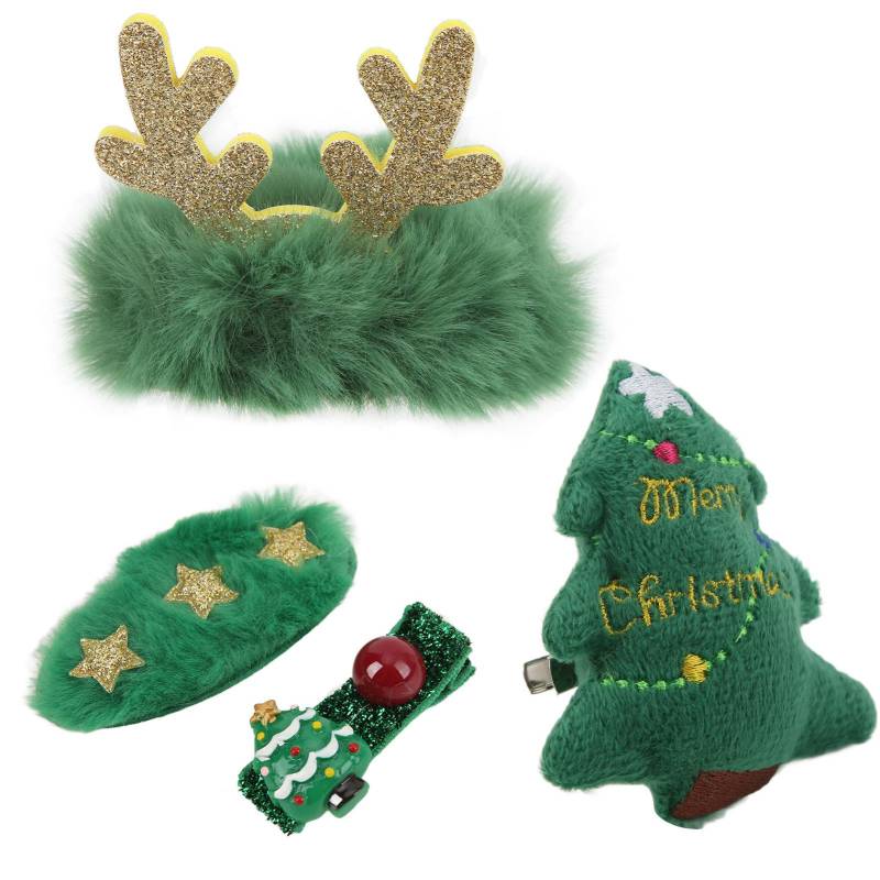 Weihnachts-Haarspange Niedlich Grün Exquisite Haarnadel mit Brosche Gummiband BB-Clip für Weihnachtshaar von Joom DACH