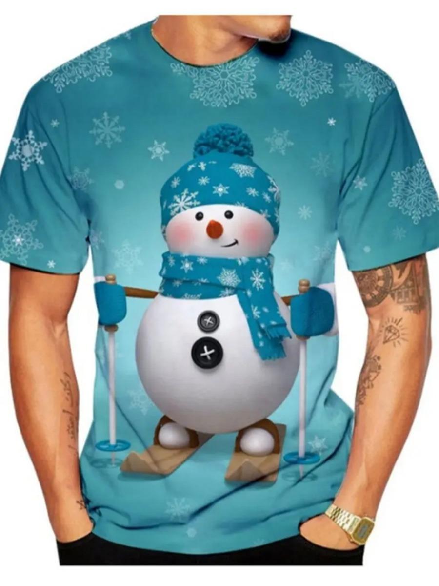 Weihnachts Herren T-Shirt 3D Druck Niedliches Weihnachtsmann Muster Kurzarm T-Shirt Feiertagsmode Top Bequeme Herrenbekleidung 2XL von Joom DACH