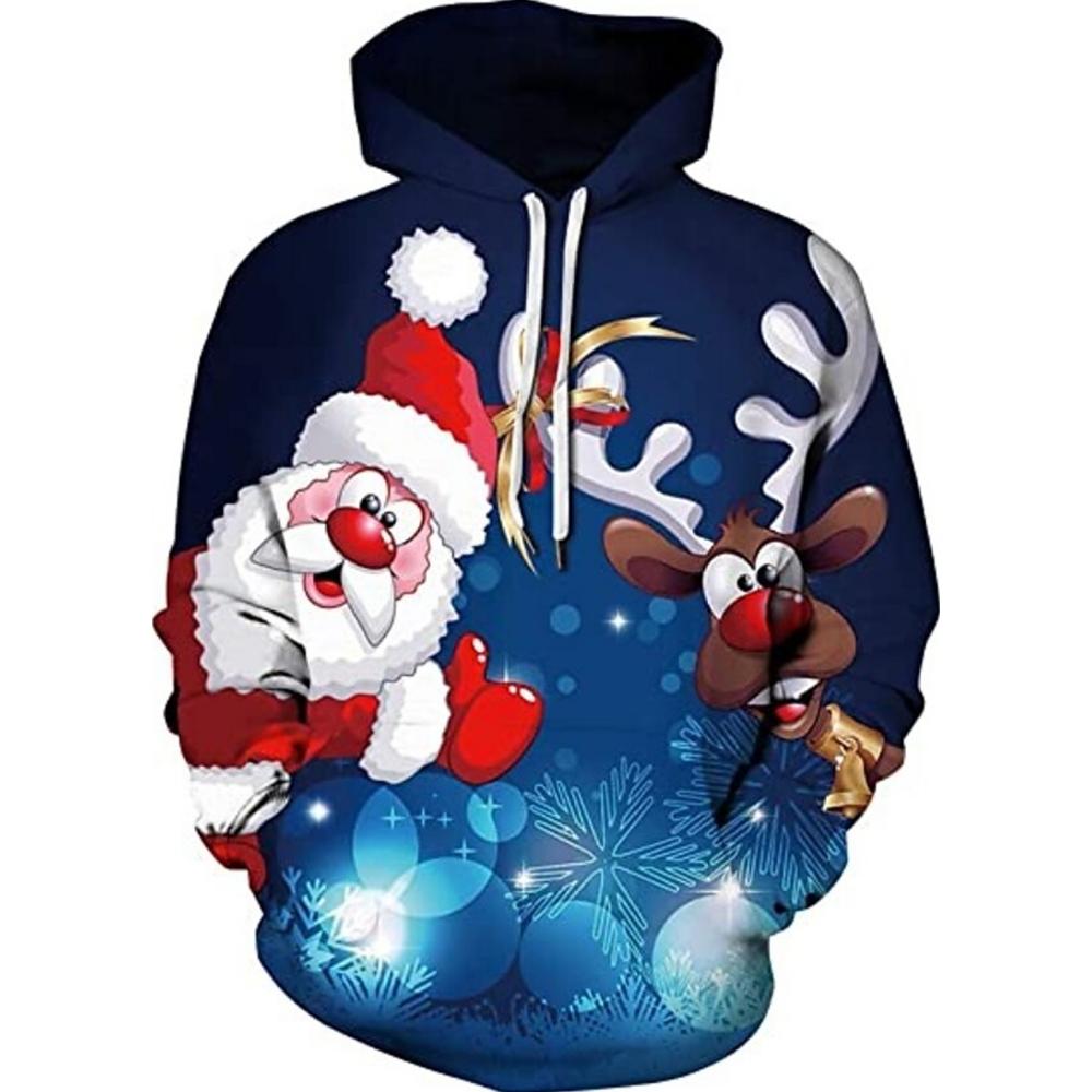 Weihnachts-Hoodies für Herren Santa Claus Print Langarm-Sweatshirts Herren Casual Hoodie Pullover Locker Übergroß Herrenbekleidung L von Joom DACH