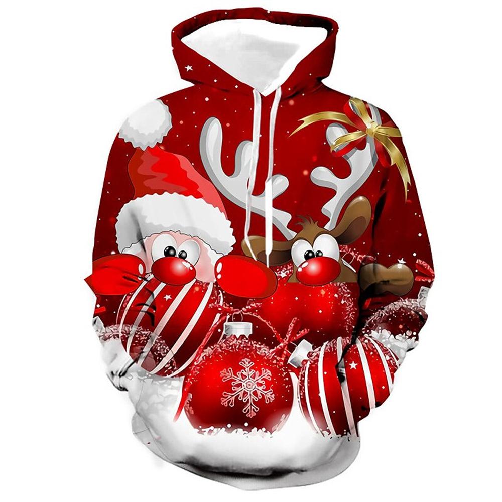 Weihnachts-Hoodies für Herren Santa Claus Print Langarm-Sweatshirts Herren Casual Hoodie Pullover Locker Übergroß Herrenbekleidung XL von Joom DACH