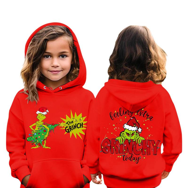Weihnachts-Kinder-Sweatshirt Langarm Leichtes Lässiges Kapuzenshirt Locker Bequemes Kinder-Sweatshirt 110 rot von Joom DACH