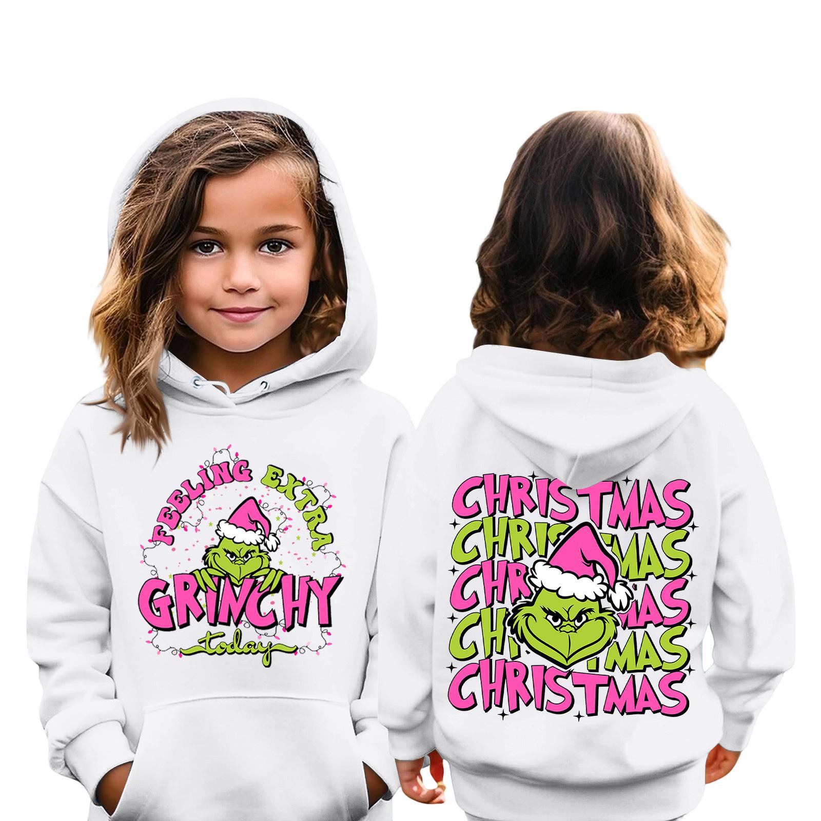 Weihnachts-Kinder-Sweatshirt Langarm Leichtes Lässiges Kapuzenshirt Locker Bequemes Kinder-Sweatshirt 160 weiß von Joom DACH