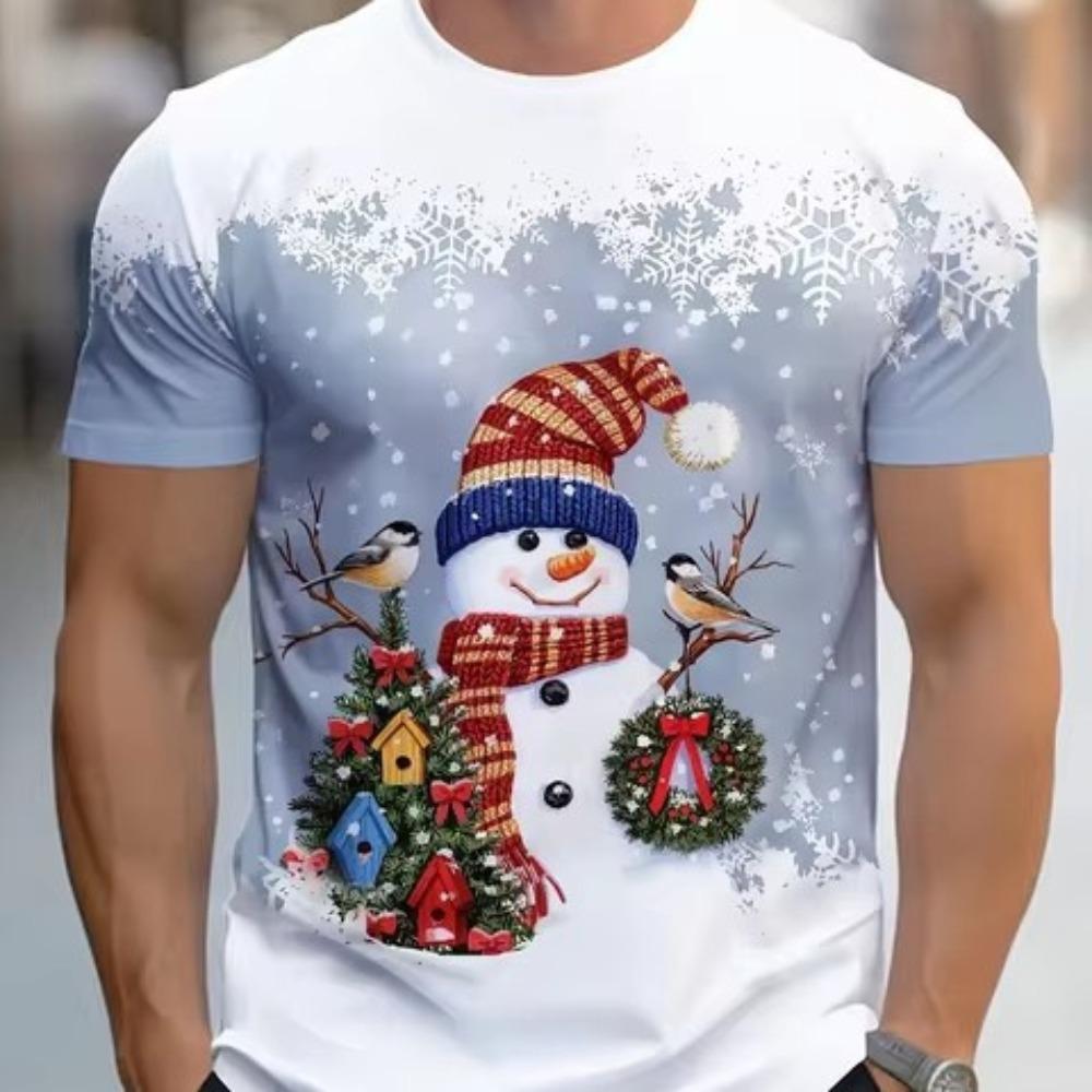 Weihnachts-Schneeflocke 3D Digital bedrucktes Herren Freizeit-Mode Rundhals Kurzarm T-Shirt 2XL von Joom DACH