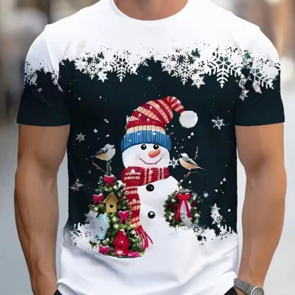 Weihnachts-Schneeflocke 3D Digital bedrucktes Herren Freizeit-Mode Rundhals Kurzarm T-Shirt 2XL von Joom DACH