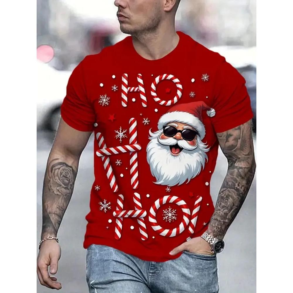 Weihnachts-Schneeflocke 3D Digital bedrucktes Herren Freizeit-Mode Rundhals Kurzarm T-Shirt 3XL von Joom DACH