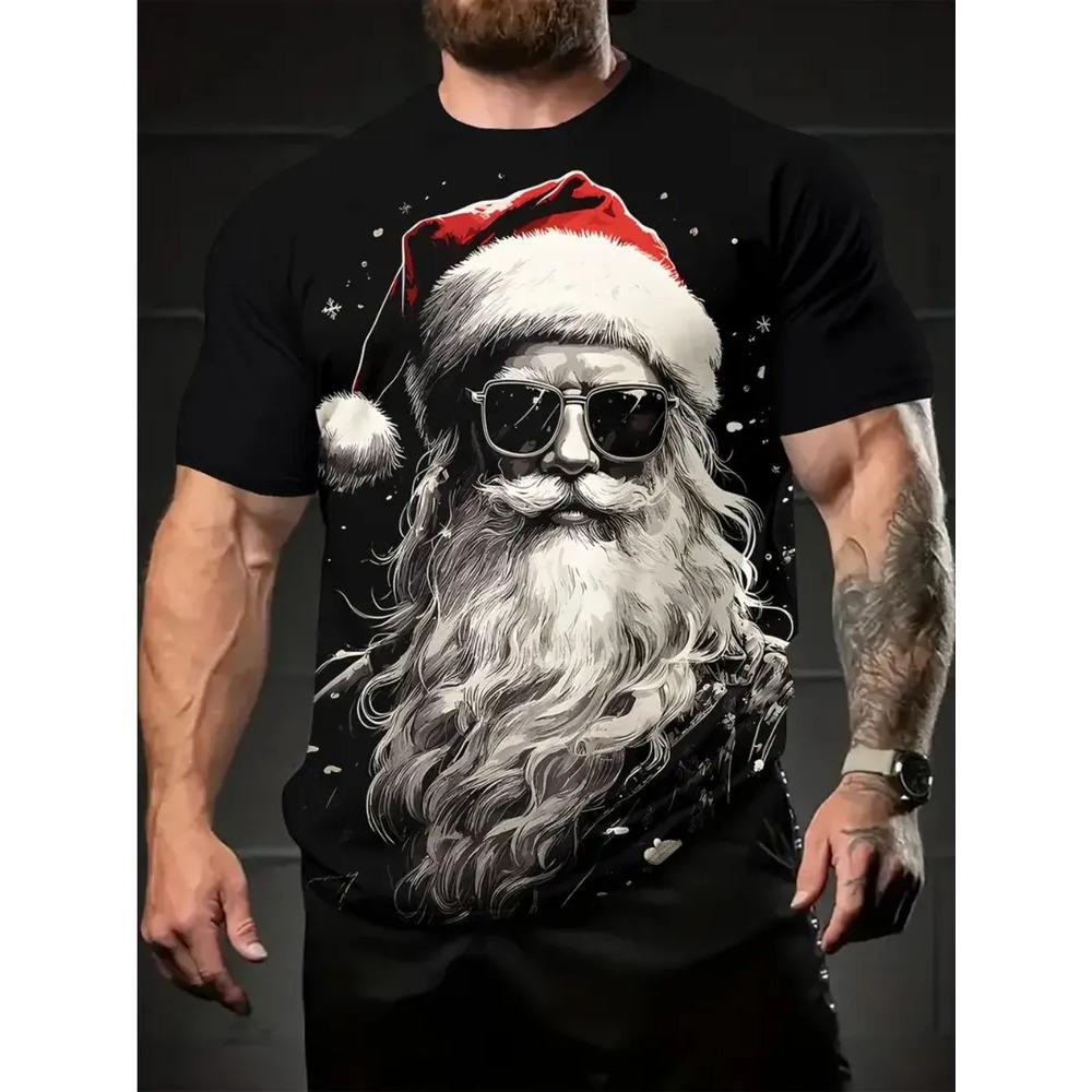 Weihnachts-Schneeflocke 3D Digital bedrucktes Herren Freizeit-Mode Rundhals Kurzarm T-Shirt 3XL von Joom DACH