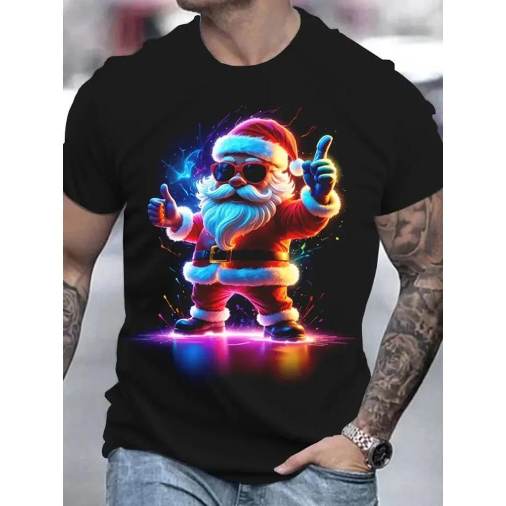 Weihnachts-Schneeflocke 3D Digital bedrucktes Herren Freizeit-Mode Rundhals Kurzarm T-Shirt 6XL von Joom DACH