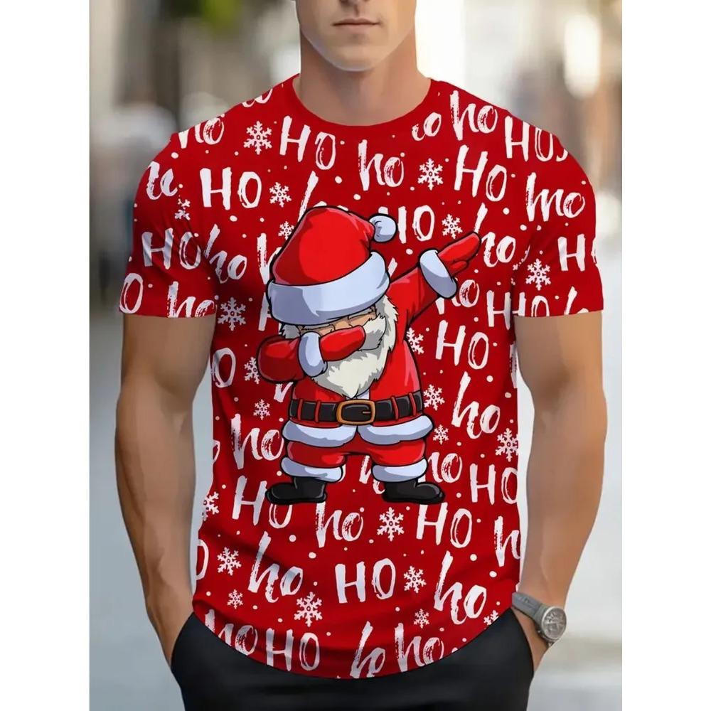 Weihnachts-Schneeflocke 3D Digital bedrucktes Herren Freizeit-Mode Rundhals Kurzarm T-Shirt XL von Joom DACH