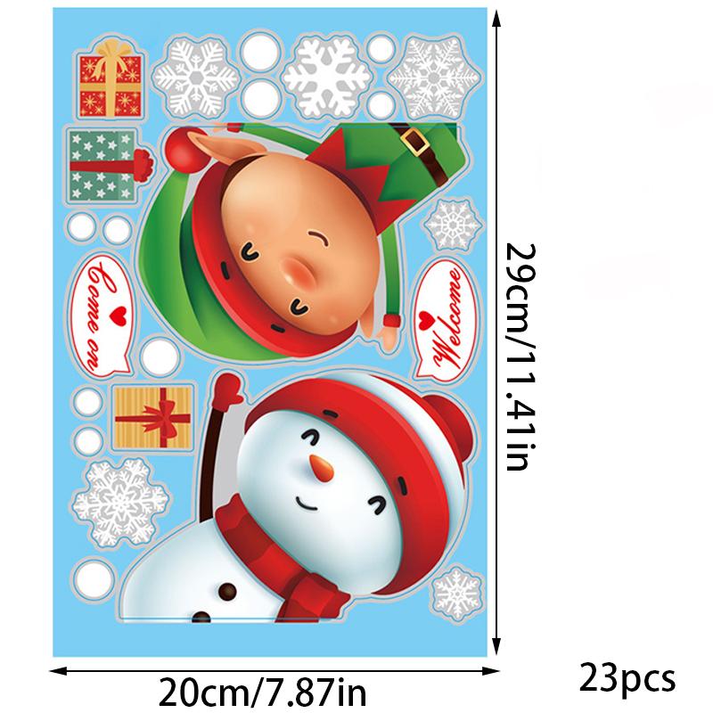 Weihnachts-Schneeflocken-Aufkleber, elektrostatischer Fensteraufkleber, Weihnachtsmann-Muster, Glasaufkleber von Joom DACH