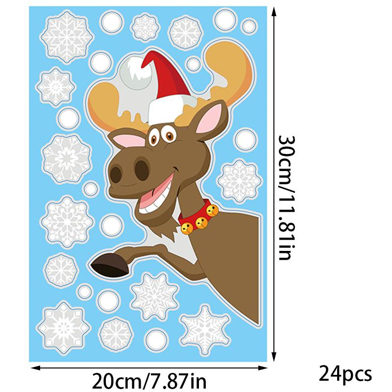 Weihnachts-Schneeflocken-Aufkleber, elektrostatischer Fensteraufkleber, Weihnachtsmann-Muster, Glasaufkleber von Joom DACH