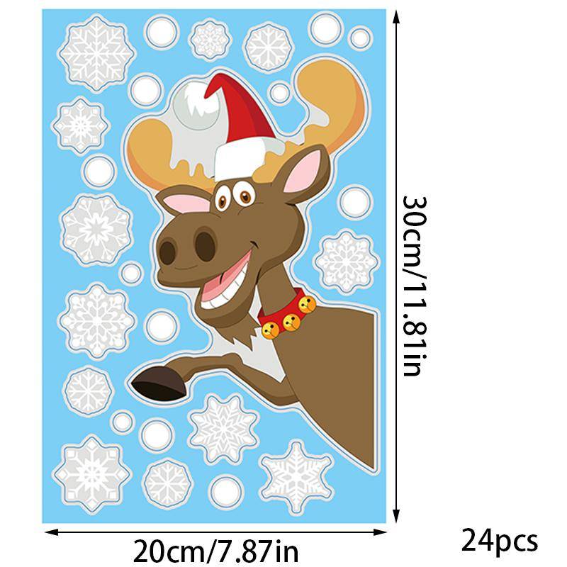 Weihnachts-Schneeflocken-Aufkleber, elektrostatischer Fensteraufkleber, Weihnachtsmann-Muster, Glasaufkleber von Joom DACH