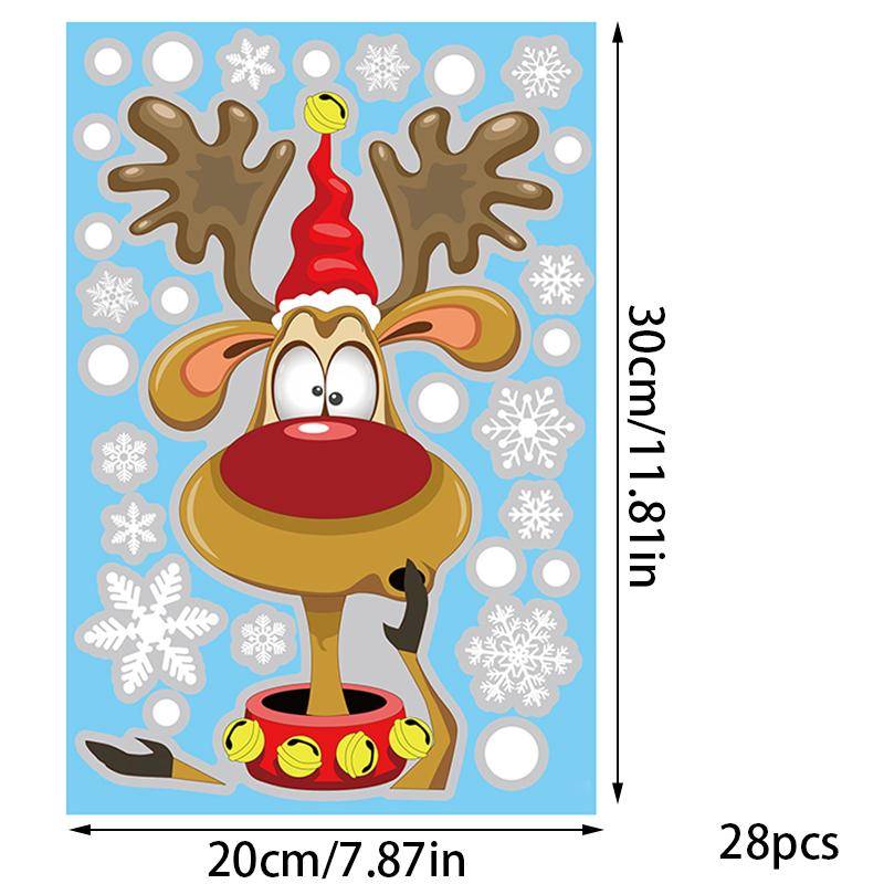 Weihnachts-Schneeflocken-Aufkleber, elektrostatischer Fensteraufkleber, Weihnachtsmann-Muster, Glasaufkleber von Joom DACH