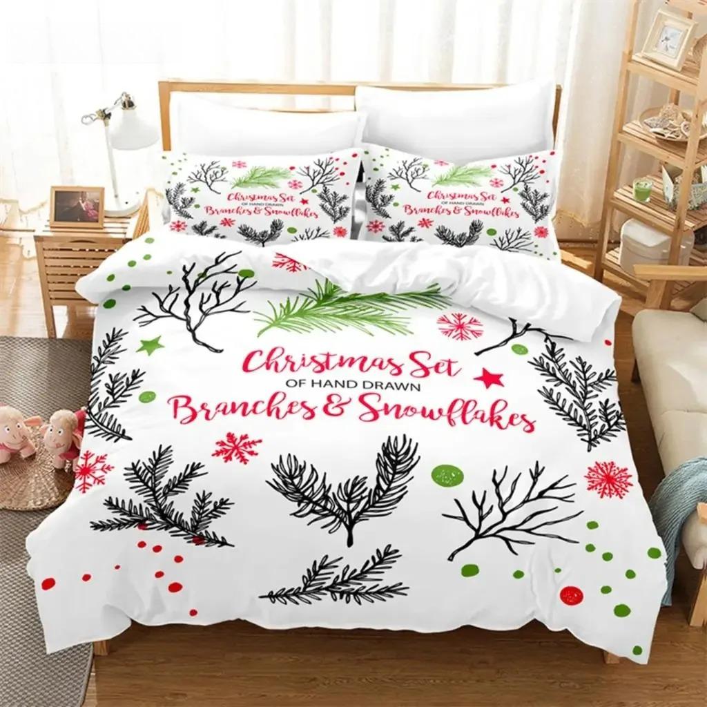 Weihnachts-Schneemann, Baum Bettwäsche-Set Bettbezug-Set 3D-Bettwäsche Digitaldruck Bettwäsche Queen-Size-Bettwäsche-Set Modisches Design 70x133cm 2pcs von Joom DACH