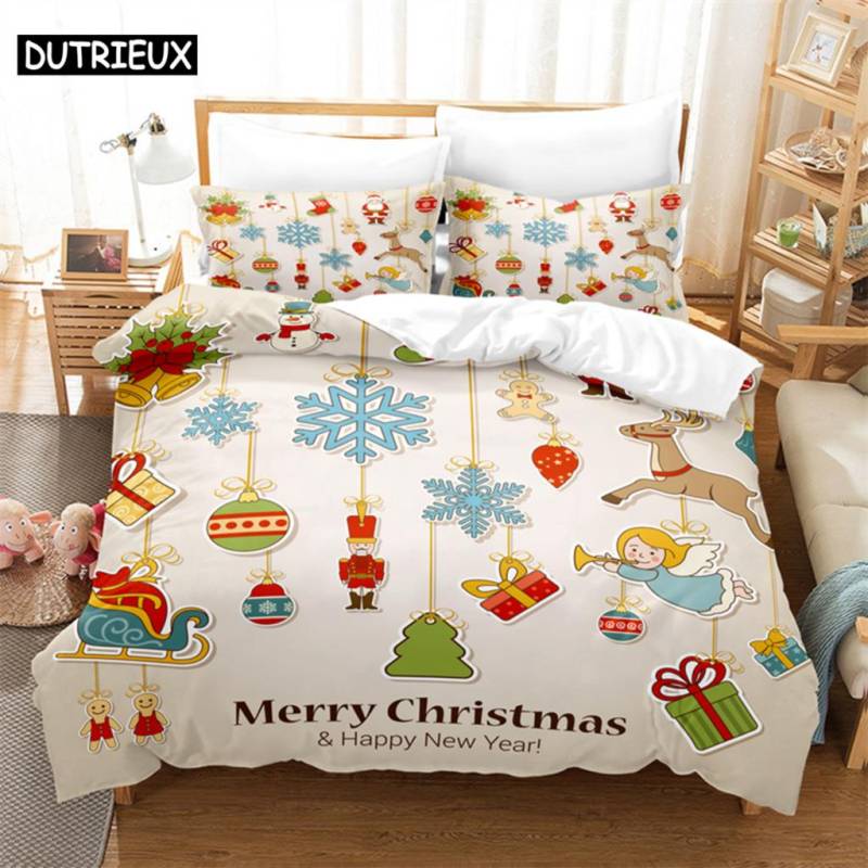 Weihnachts-Schneemann, Baum Bettwäsche-Set Bettbezug-Set 3D-Bettwäsche Digitaldruck Bettwäsche Queen-Size-Bettwäsche-Set Modisches Design EU single(135x200cm)&set von Joom DACH