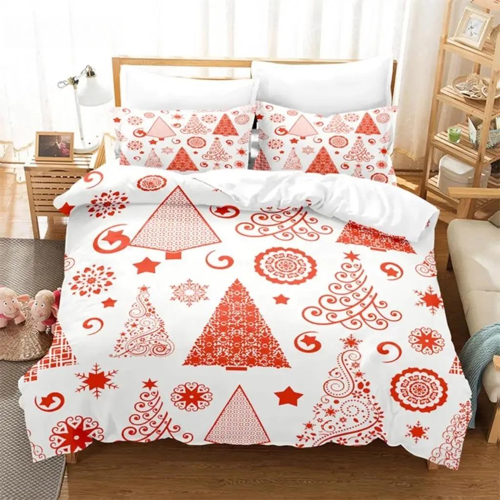 Weihnachts-Schneemann, Baum Bettwäsche-Set Bettbezug-Set 3D-Bettwäsche Digitaldruck Bettwäsche Queen-Size-Bettwäsche-Set Modisches Design EU single(135x200cm) von Joom DACH