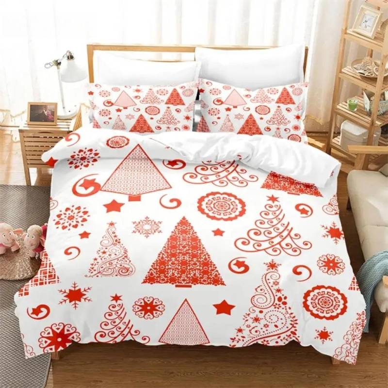Weihnachts-Schneemann, Baum Bettwäsche-Set Bettbezug-Set 3D-Bettwäsche Digitaldruck Bettwäsche Queen-Size-Bettwäsche-Set Modisches Design EU single(135x200cm) von Joom DACH