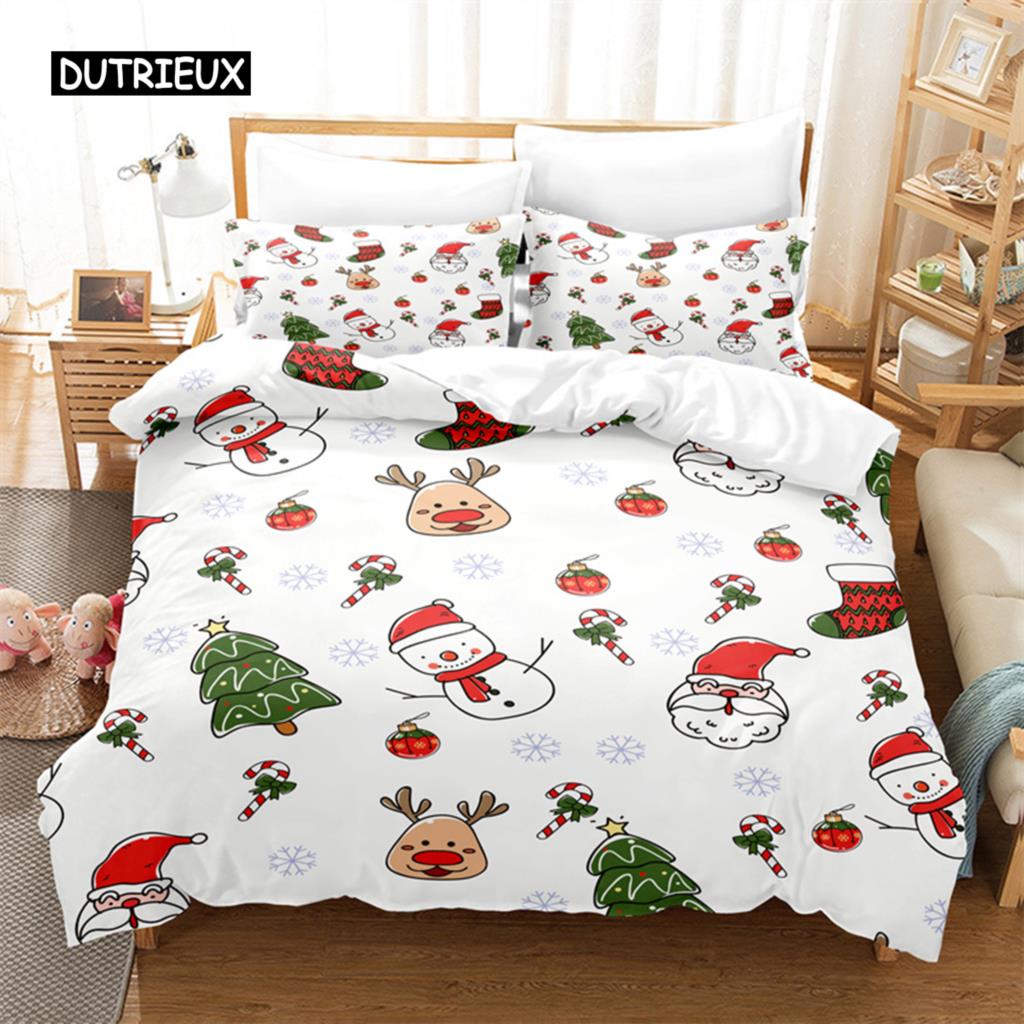 Weihnachts-Schneemann, Baum Bettwäsche-Set Bettbezug-Set 3D-Bettwäsche Digitaldruck Bettwäsche Queen-Size-Bettwäsche-Set Modisches Design EU King(240x220cm) von Joom DACH