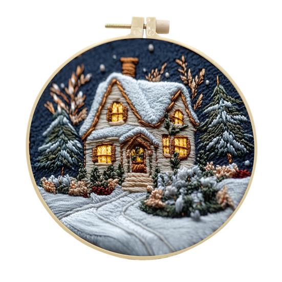 Weihnachts-Stickset für Erwachsene und Kinder, DIY-Sticknadel- und Fadenset mit weihnachtlichen Mustern, Stick-Bastelset für Anfänger A von Joom DACH