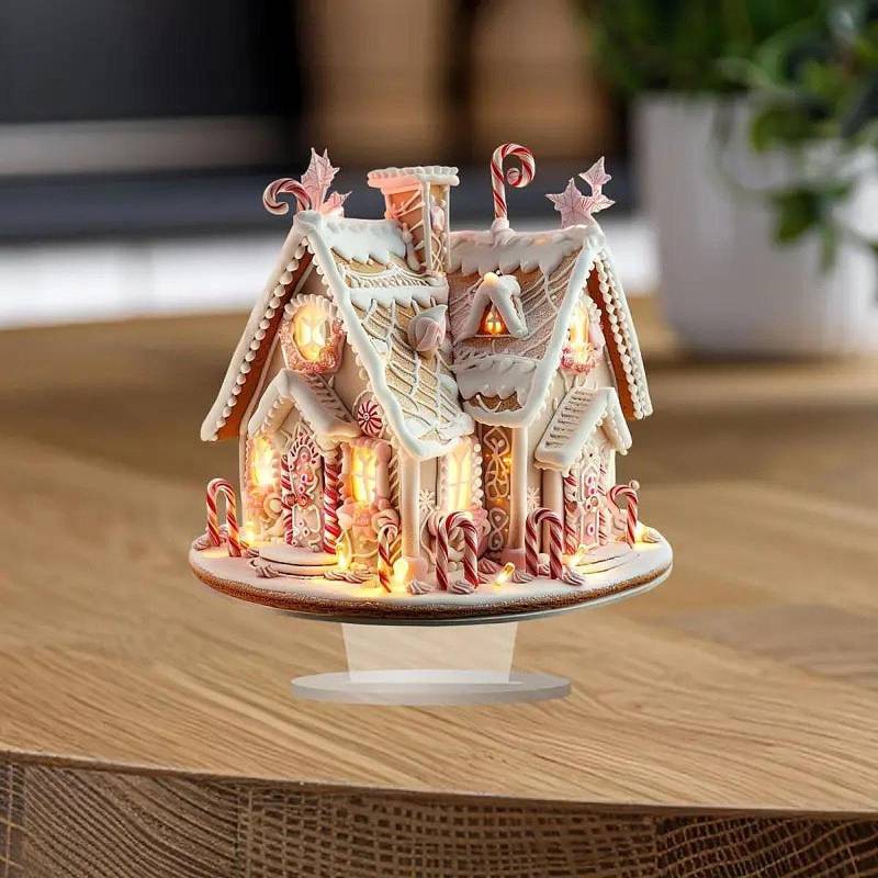 Weihnachts-Süßigkeitenhaus-Statue Weihnachtsdekoration Ornament Tischplatte Cottage-Figuren für Kamin von Joom DACH