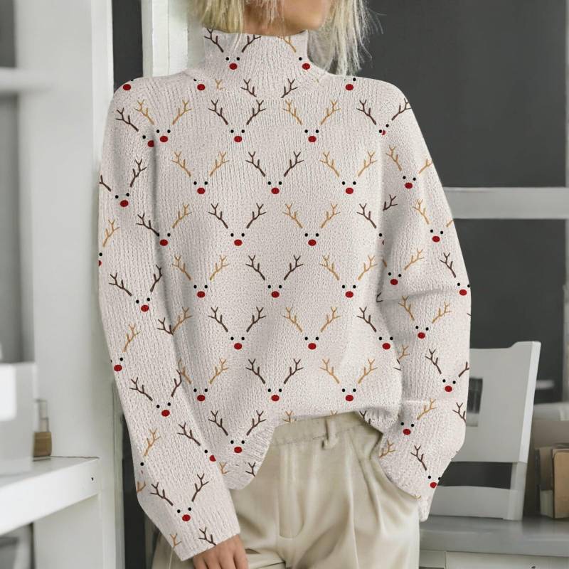 Weihnachts-Sweatshirts für Damen, Strickpullover, süßes Hemd, Herbst, Rollkragenpullover, Tops XXL armee grüne von Joom DACH