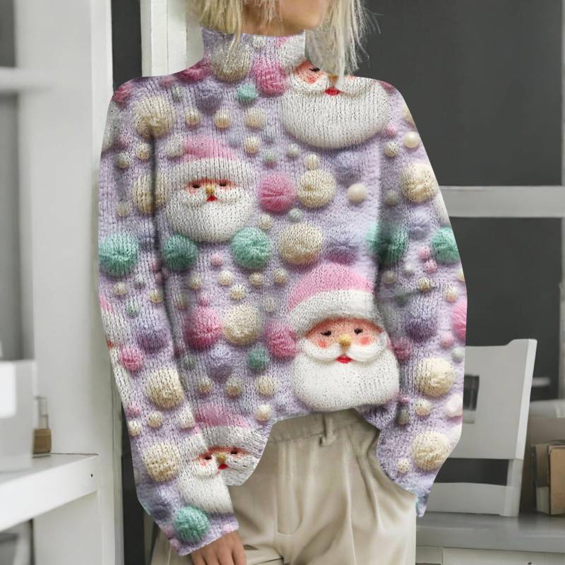 Weihnachts-Sweatshirts für Damen, Strickpullover, süßes Hemd, Herbst, Rollkragenpullover, Tops XXXL von Joom DACH