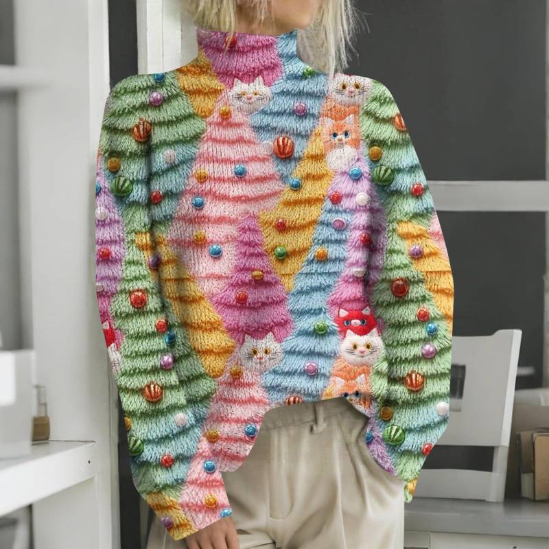 Weihnachts-Sweatshirts für Damen, Strickpullover, süßes Hemd, Herbst, Rollkragenpullover, Tops XXXL von Joom DACH