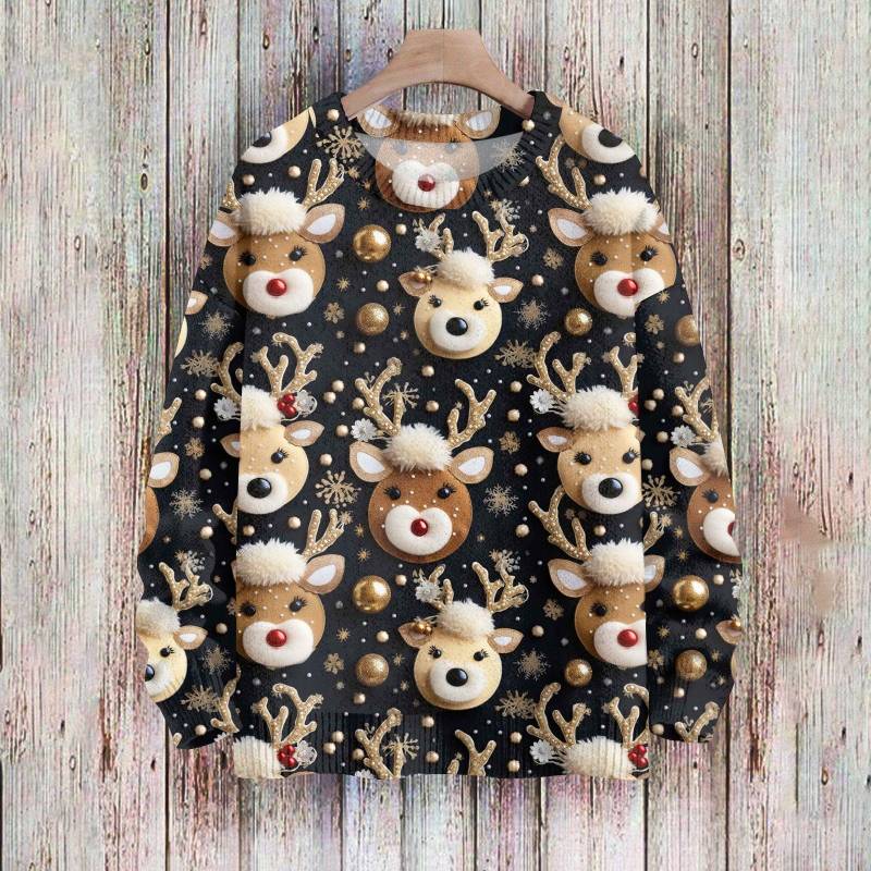 Weihnachts-Sweatshirts für Damen, Strickpullover, süßes Hemd, Herbst, Rundhalsausschnitt, Pullover, Tops M schwarz von Joom DACH