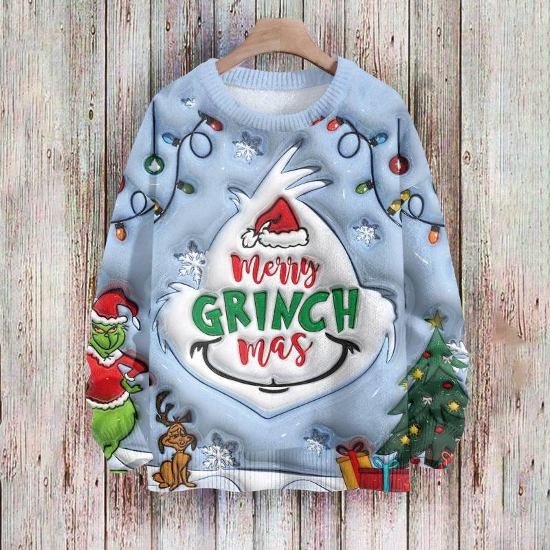 Weihnachts-Sweatshirts für Damen, Strickpullover, süßes Hemd, Herbst, Rundhalsausschnitt, Pullover, Tops M blau von Joom DACH