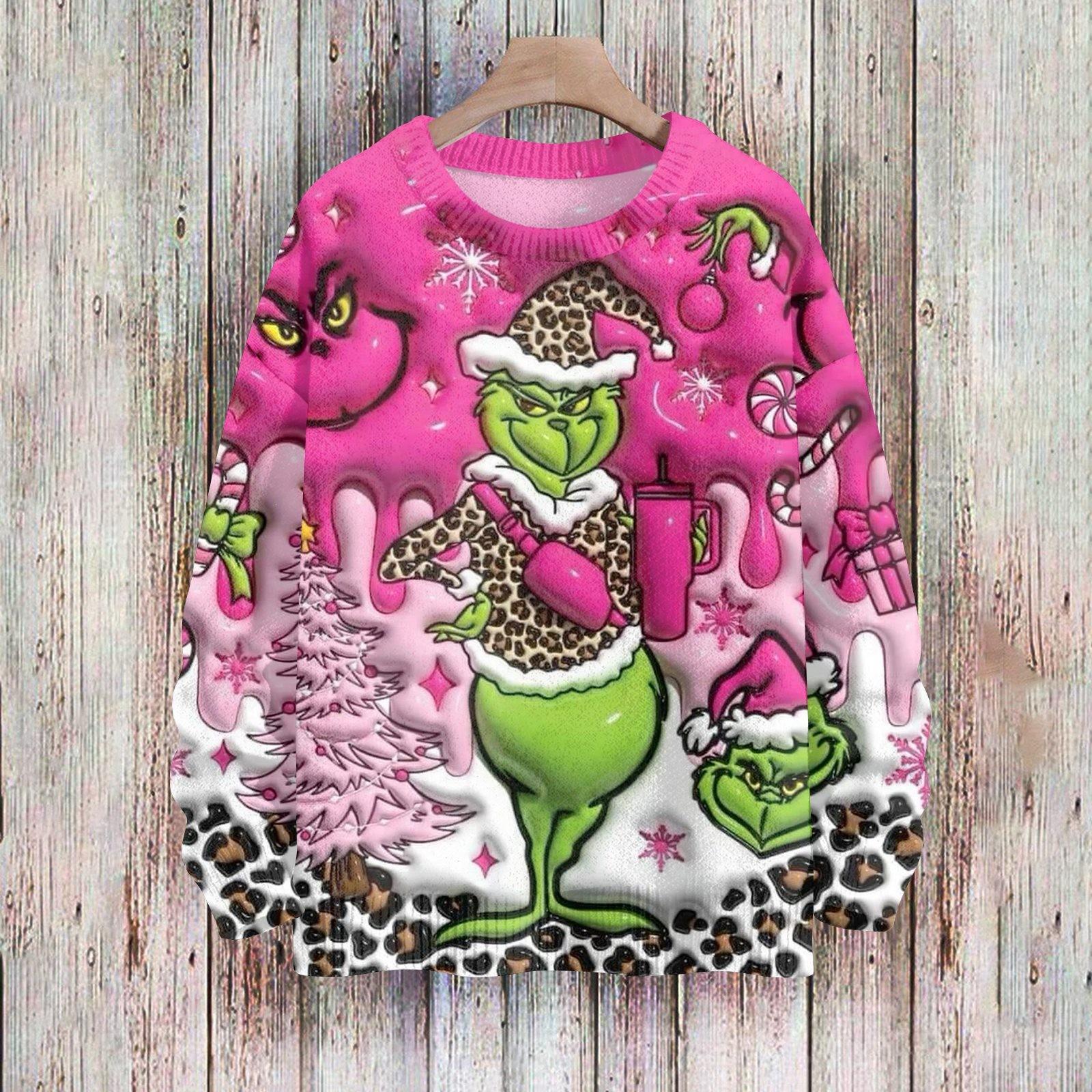 Weihnachts-Sweatshirts für Damen, Strickpullover, süßes Hemd, Herbst, Rundhalsausschnitt, Pullover, Tops S heißes rosa von Joom DACH