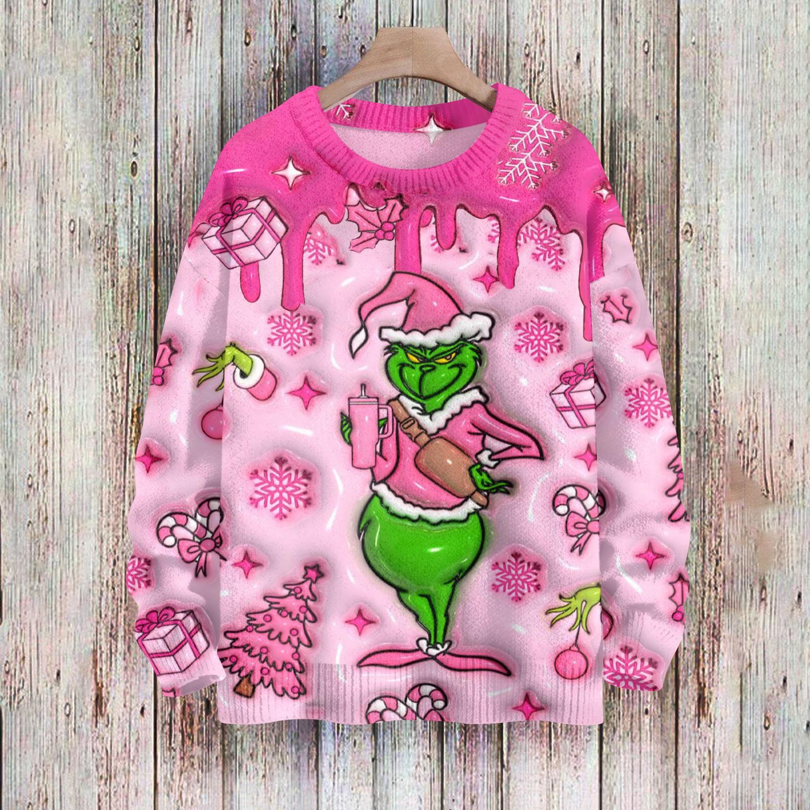 Weihnachts-Sweatshirts für Damen, Strickpullover, süßes Hemd, Herbst, Rundhalsausschnitt, Pullover, Tops S von Joom DACH