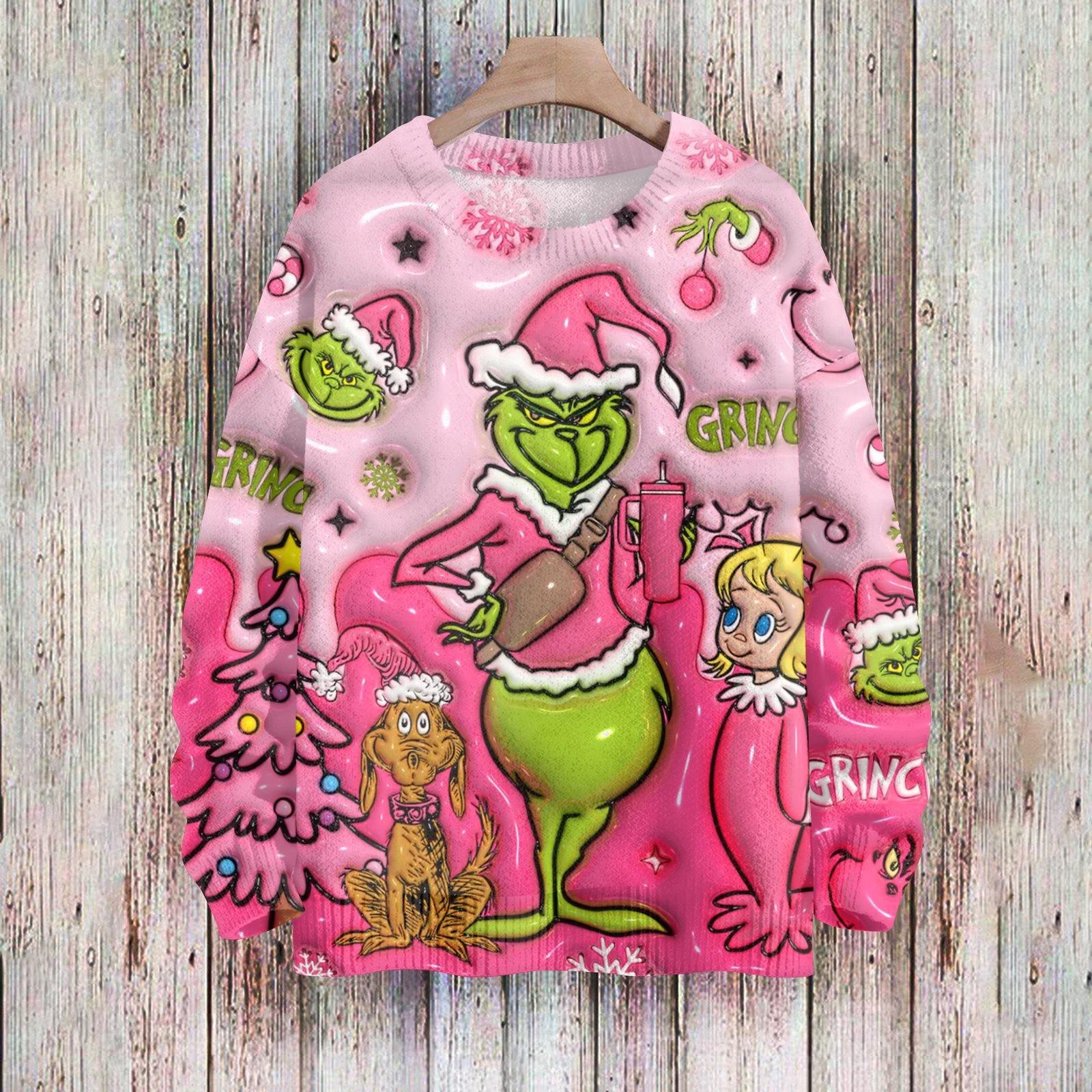 Weihnachts-Sweatshirts für Damen, Strickpullover, süßes Hemd, Herbst, Rundhalsausschnitt, Pullover, Tops S Zinnoberrot von Joom DACH