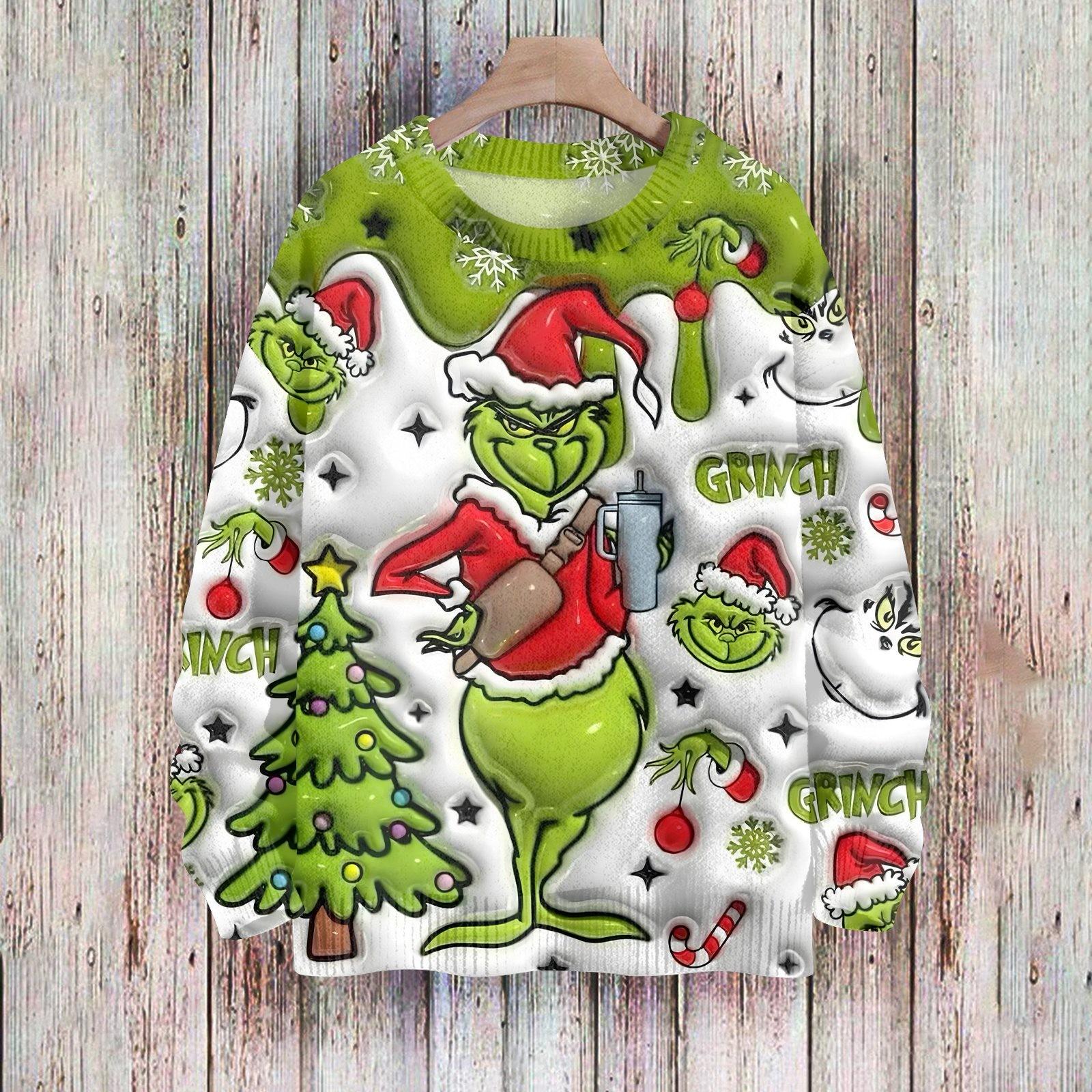 Weihnachts-Sweatshirts für Damen, Strickpullover, süßes Hemd, Herbst, Rundhalsausschnitt, Pullover, Tops XL armee grüne von Joom DACH