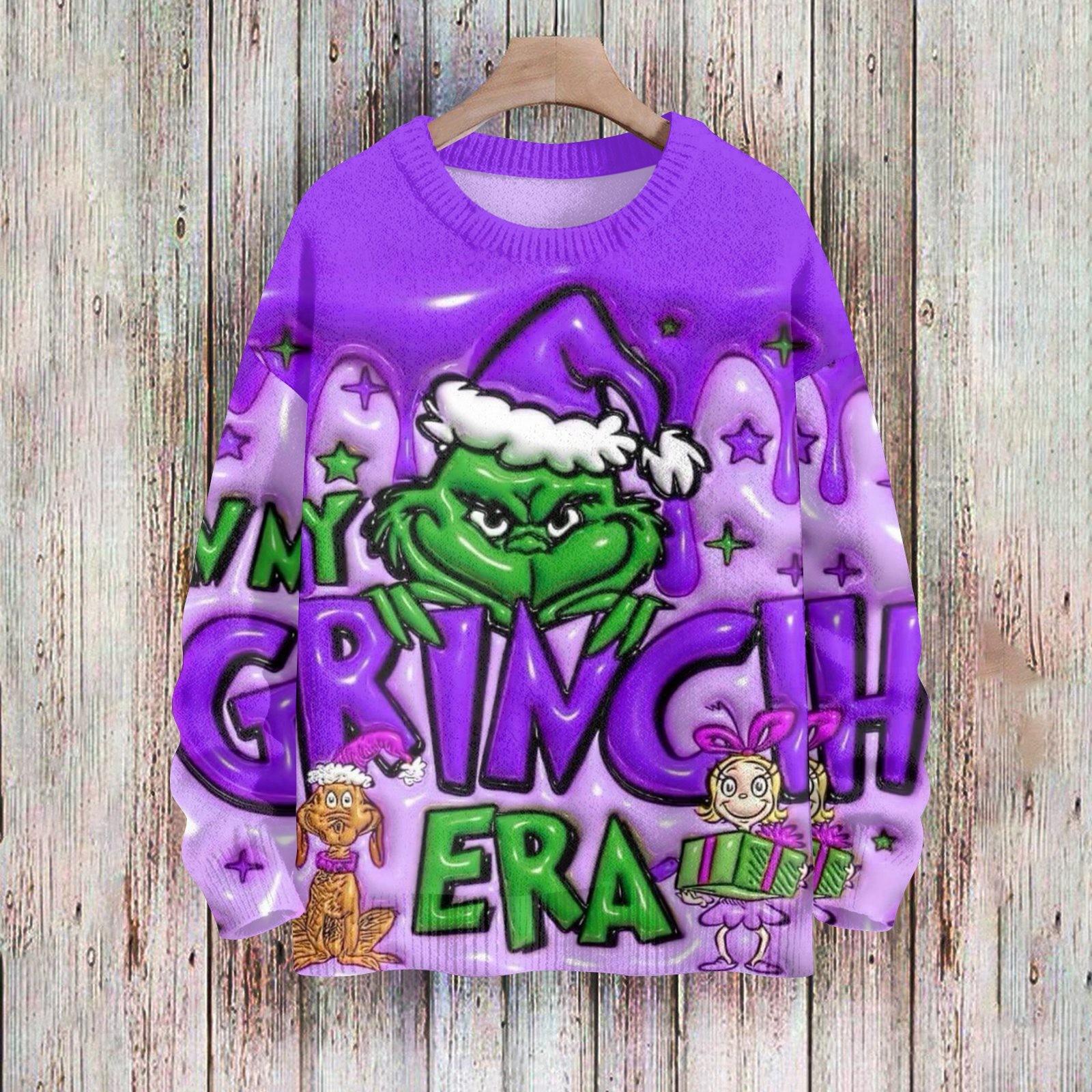 Weihnachts-Sweatshirts für Damen, Strickpullover, süßes Hemd, Herbst, Rundhalsausschnitt, Pullover, Tops XL dunkelviolette von Joom DACH