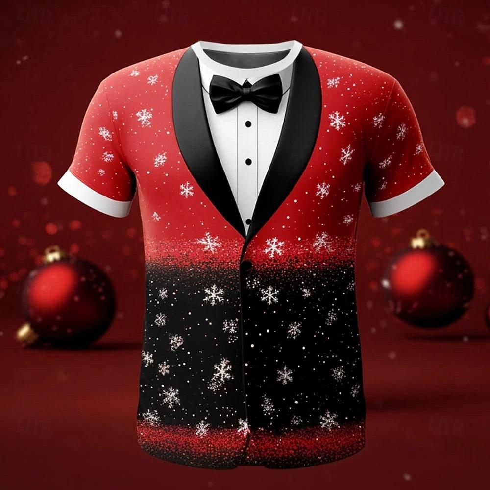 Weihnachts-T-Shirt für Herren, 3D-Druck, lässig, kurzärmelig, Street Fashion, Rundhalsausschnitt, Pullover, übergroße Kleidung, Sweatshirt 6XL von Joom DACH