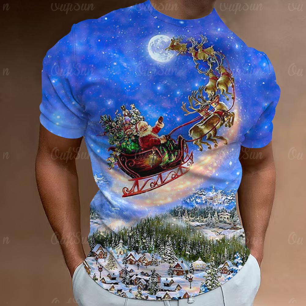 Weihnachts-T-Shirt mit Weihnachtsmann-Aufdruck, kurzärmelig, für Herren, Festival-Kleidung, lässige Oberteile, lockere, übergroße T-Shirts für Herren 2XL von Joom DACH