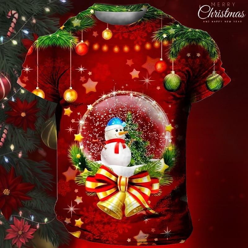Weihnachts-T-Shirt mit Weihnachtsmann-Aufdruck, kurzärmelig, für Herren, Festival-Kleidung, lässige Oberteile, lockere, übergroße T-Shirts für Herren 3XL von Joom DACH