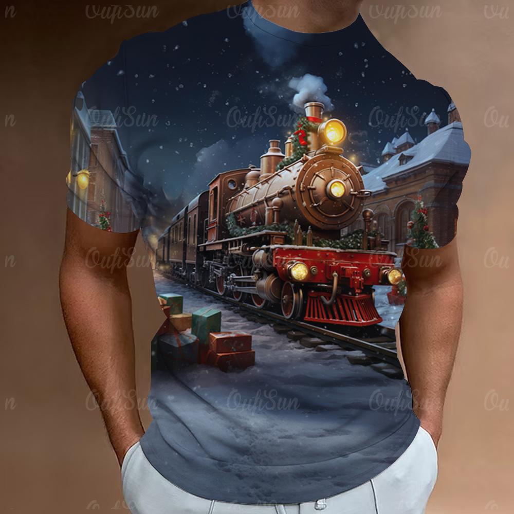 Weihnachts-T-Shirt mit Weihnachtsmann-Aufdruck, kurzärmelig, für Herren, Festival-Kleidung, lässige Oberteile, lockere, übergroße T-Shirts für Herren 3XL von Joom DACH