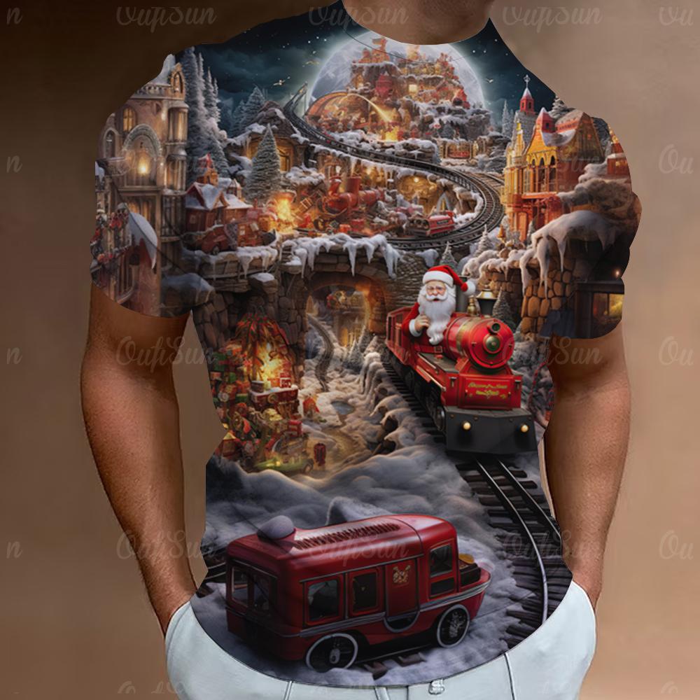 Weihnachts-T-Shirt mit Weihnachtsmann-Aufdruck, kurzärmelig, für Herren, Festival-Kleidung, lässige Oberteile, lockere, übergroße T-Shirts für Herren 6XL von Joom DACH