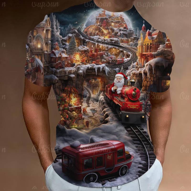 Weihnachts-T-Shirt mit Weihnachtsmann-Aufdruck, kurzärmelig, für Herren, Festival-Kleidung, lässige Oberteile, lockere, übergroße T-Shirts für Herren 6XL von Joom DACH