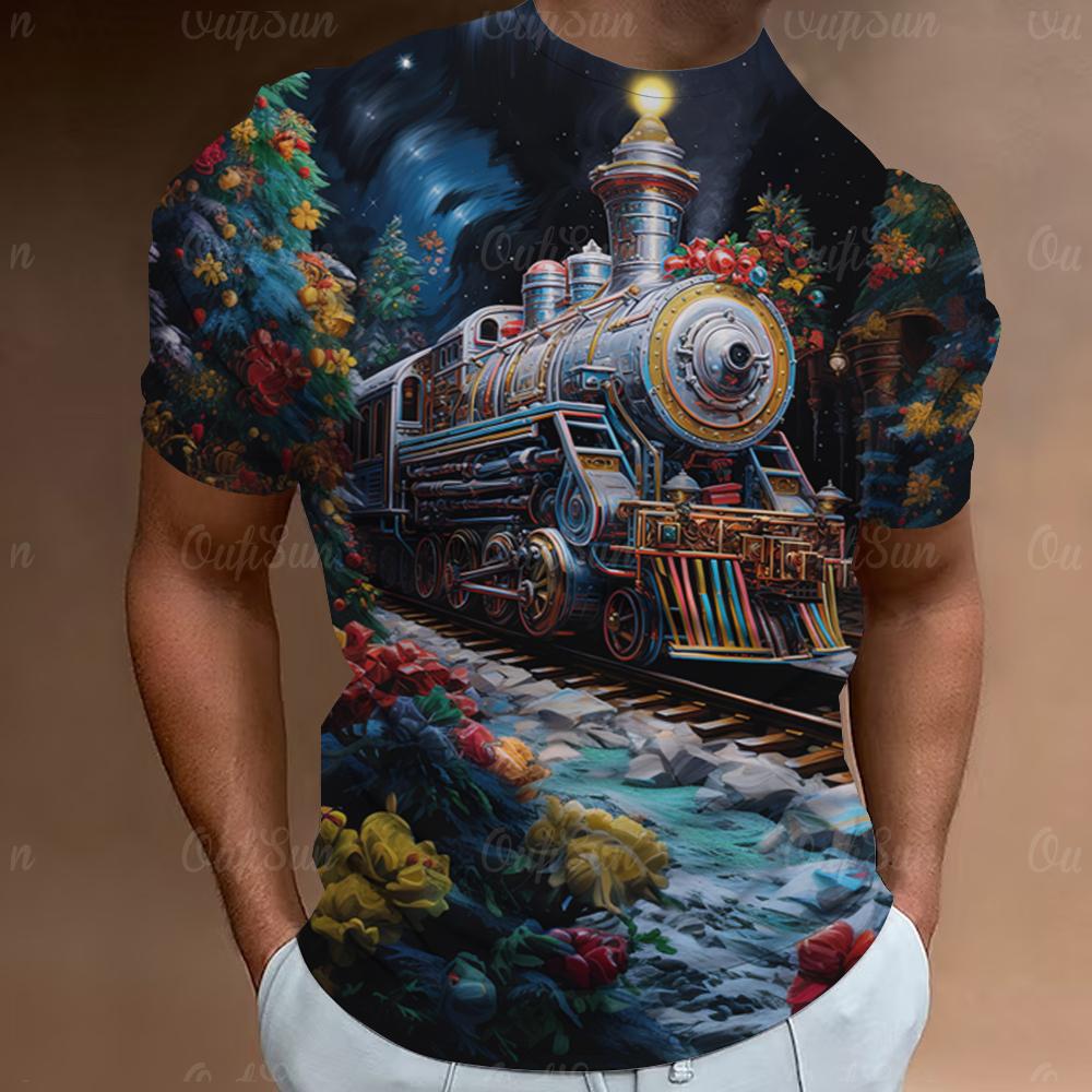 Weihnachts-T-Shirt mit Weihnachtsmann-Aufdruck, kurzärmelig, für Herren, Festival-Kleidung, lässige Oberteile, lockere, übergroße T-Shirts für Herren L von Joom DACH