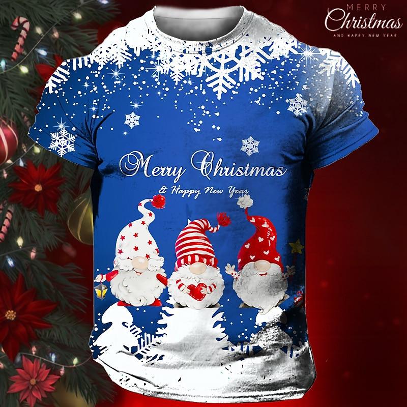 Weihnachts-T-Shirt mit Weihnachtsmann-Aufdruck, kurzärmelig, für Herren, Festival-Kleidung, lässige Oberteile, lockere, übergroße T-Shirts für Herren L von Joom DACH